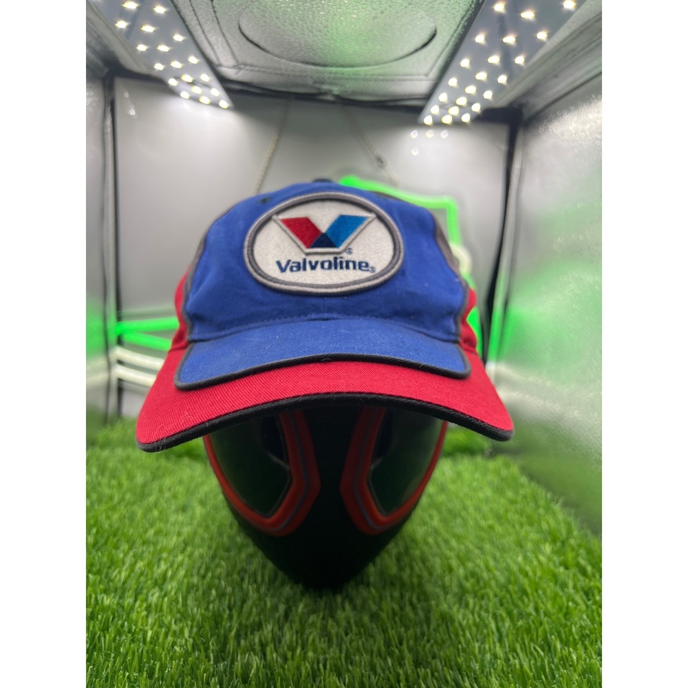 Valvoline Racing Hat‎ Blue Red Grey Embroidered Logo Adjustable Strap Mens Cap
